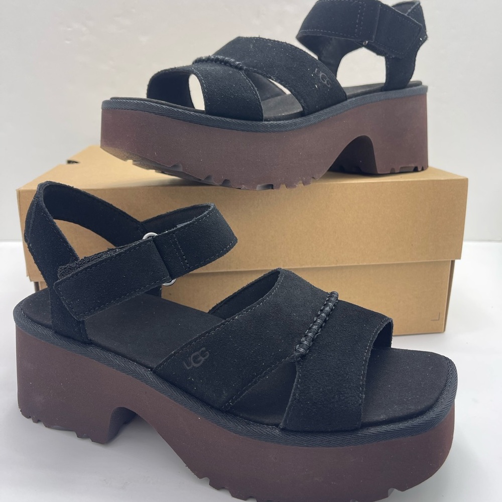UGG WMNS10 Lug Sole NEW HEIGHTS Suede ANKLE STRAP Platform Heeled Sandals
Black - Picture 12 of 16